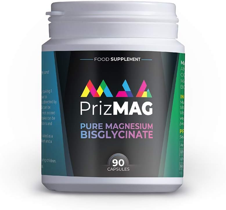 MAG365 PrizMAG Magnesium Bisglycinate bottle, 90 capsules.