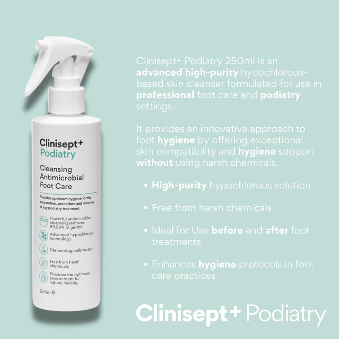 Clinisept+ Podiatry Foot Hygiene Spray - pH Neutral & Alcohol Free - 250ml