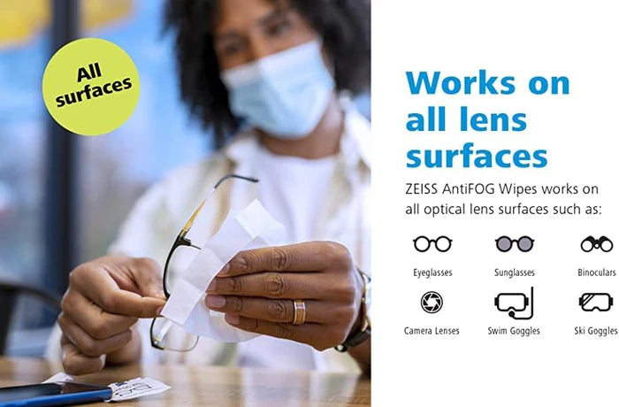 ZEISS AntiFOG Cleaning Wipes for Glasses & Lenses - 30 Count