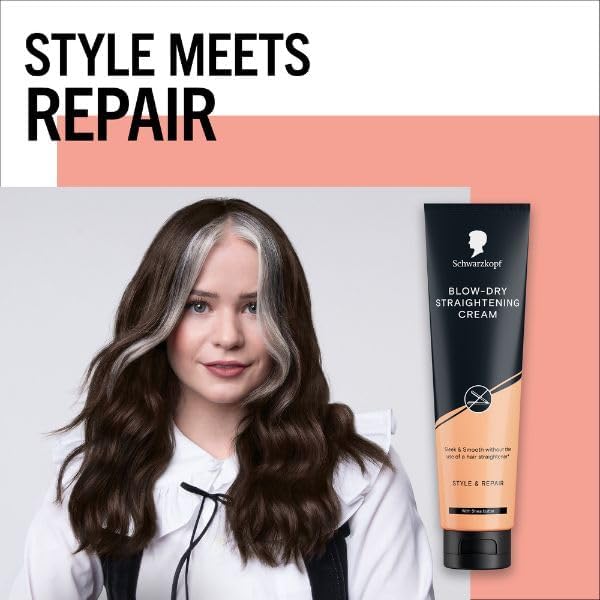 Schwarzkopf Blow-Dry Straightening Cream tube packaging hair styling cream 150ml blow-dry styling lifestyle image