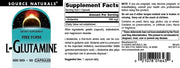 Source Naturals L-Glutamine 500mg Free Form - 50 Capsules label
