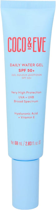 Coco & Eve Daily Water Gel SPF 50+ Sunscreen tube, 60ml.