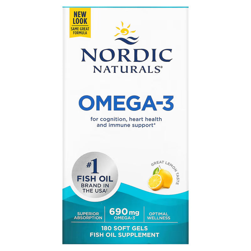 Nordic Naturals Omega-3 - 690mg EPA & DHA Fish Oil Softgels - Lemon Flavour