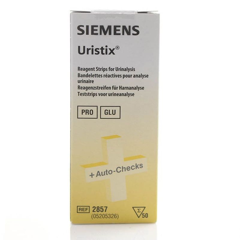 Siemens Uristix PRO GLU + AUTO-Checks Reagent Strips box, 50 count.