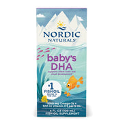 Nordic Naturals Baby's DHA with Vitamin D3 Unflavored Liquid box, front view.