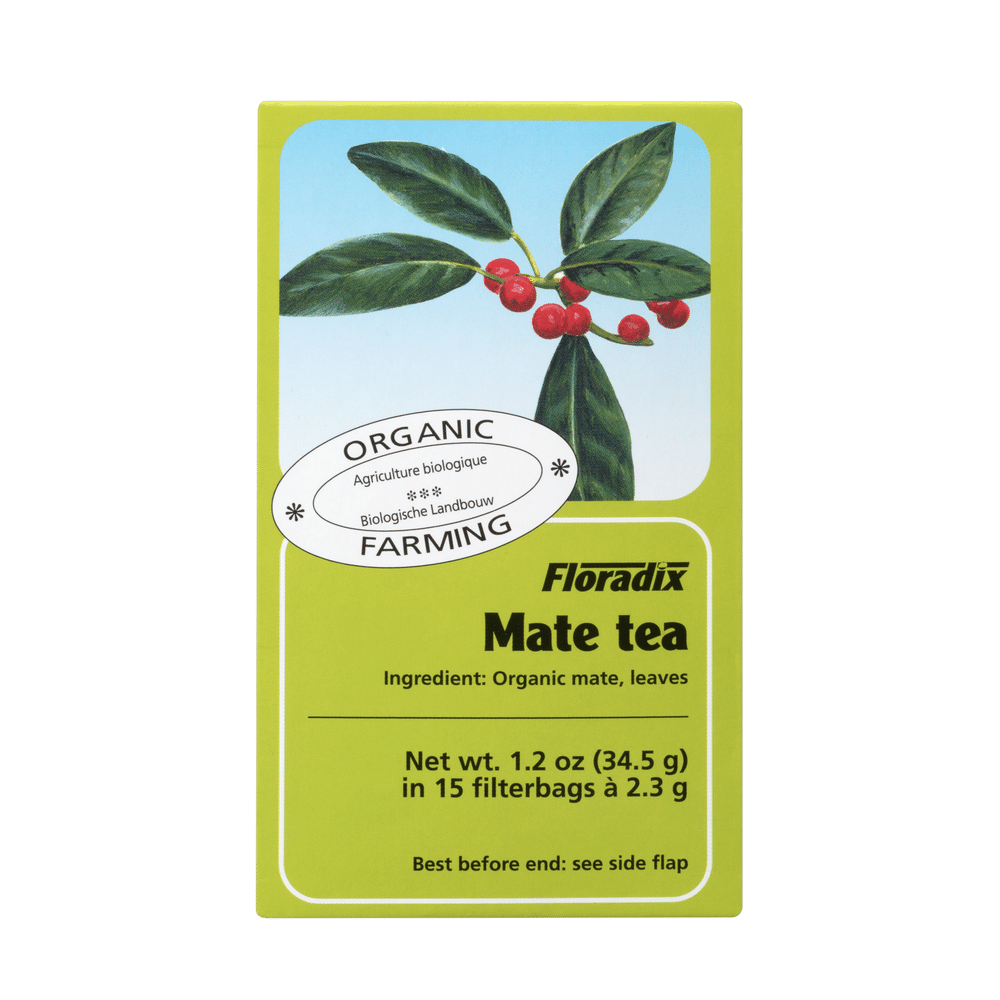 Floradix Organic Mate Herbal Tea box, 15 teabags.