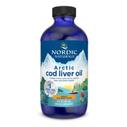 Nordic Naturals Arctic Cod Liver Oil Liquid bottle, 237ml orange flavour.