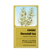 Box of Floradix Horsetail Herbal Tea showing 15 teabags, 2g each.