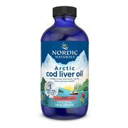 Nordic Naturals Arctic Cod Liver Oil Liquid bottle, 237ml strawberry flavour.