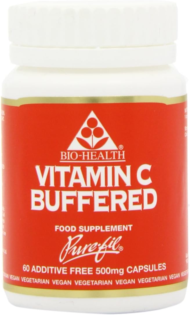 Bio-Health Buffered Vitamin C 500mg capsules bottle vegan supplement 60 capsules