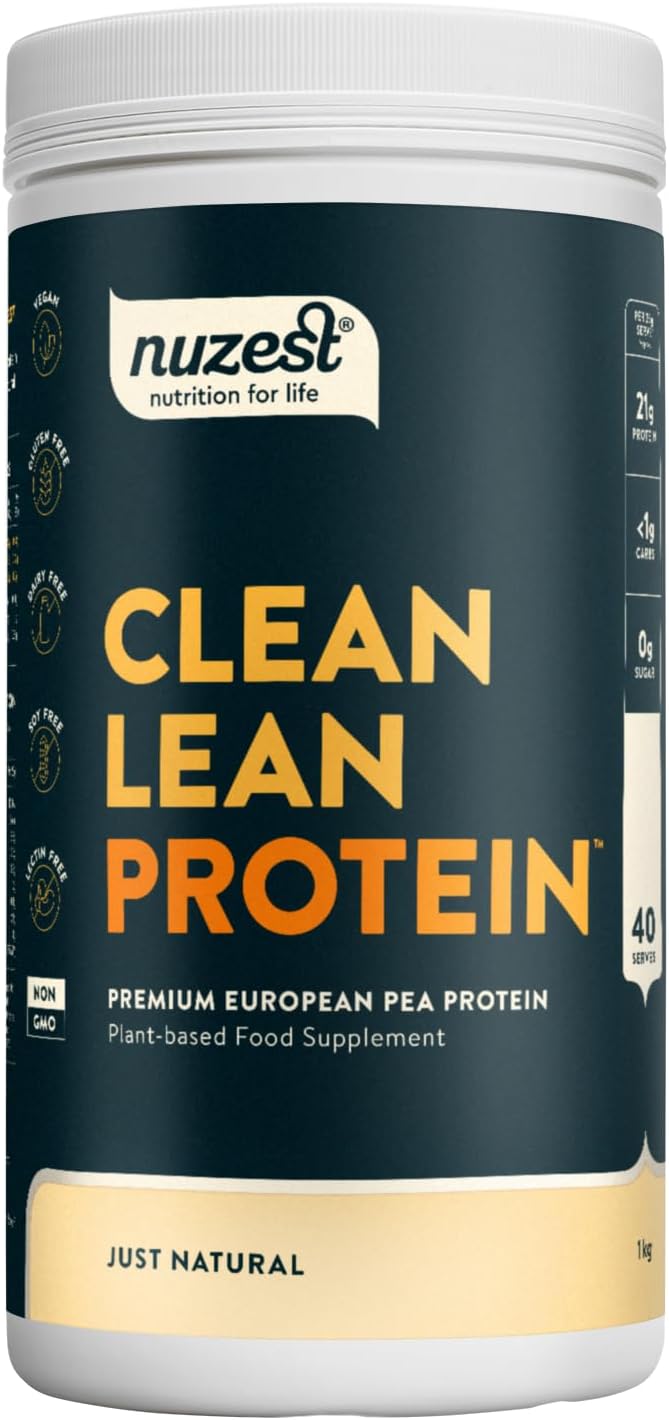 Nuzest Clean Lean Pea Protein Powder tub, Vegan & Allergen-Free. 1kg