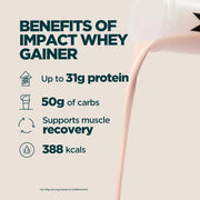 Benefit image: Myprotein whey gainer strawberry nutrition label powder 2.5kg