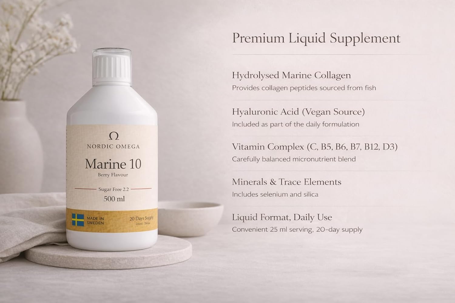 Nordic Omega Marine Collagen 10 Liquid Berry 500ml
