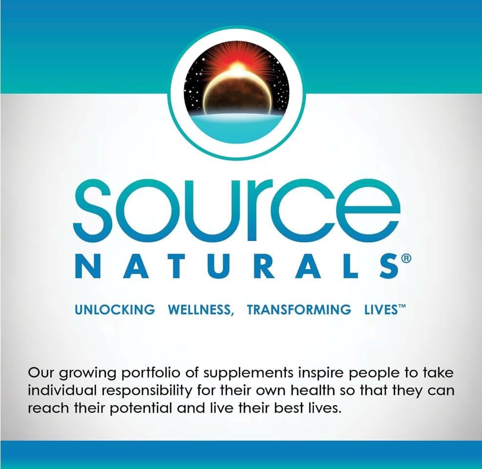 Source Naturals logo with tagline on a blue and white background