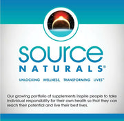 Source Naturals logo with tagline on a blue and white background
