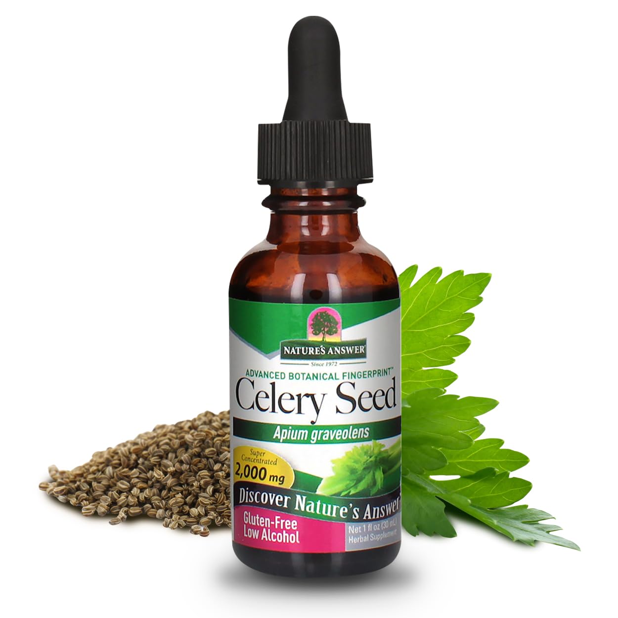 Nature’s Answer Celery Seed liquid extract low alcohol 30ml bottle front label