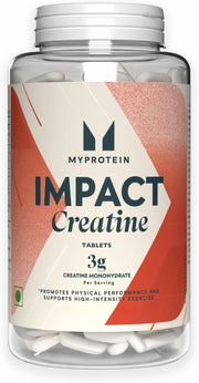 Myprotein Impact Creatine Monohydrate Tablets bottle, 250 count.