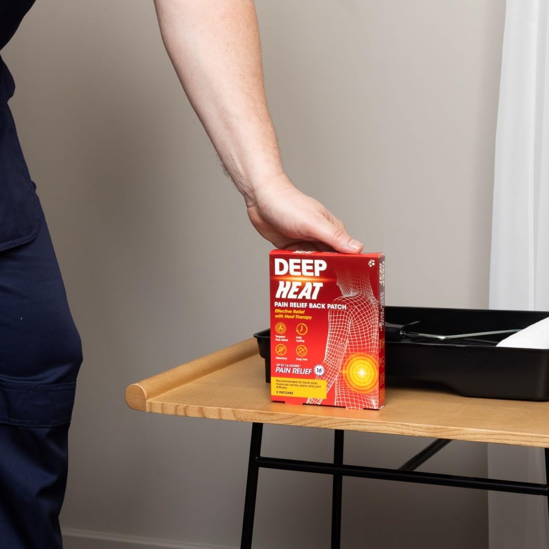 Deep Heat Extra Large Air-Activated Warming Patch for Back and Muscle Comfort, 2 count box on white background.