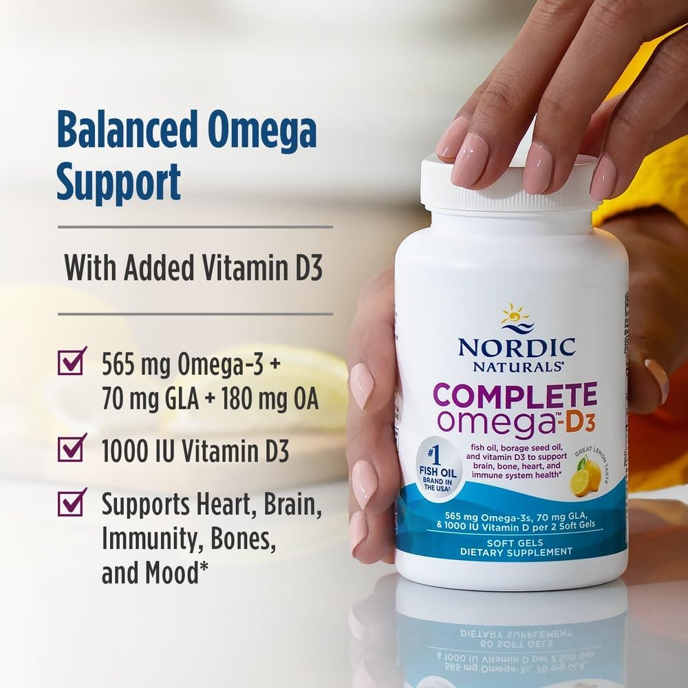 Nordic Naturals Complete Omega-D3 565mg Lemon 60 Soft Gels Pack of 2