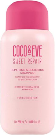 Coco & Eve Sweet Repair Shampoo bottle with pink and white design, 280ml.