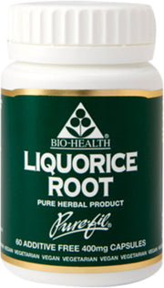 Bio-Health Liquorice Root 400mg herbal capsules bottle vegan supplement 60 capsules