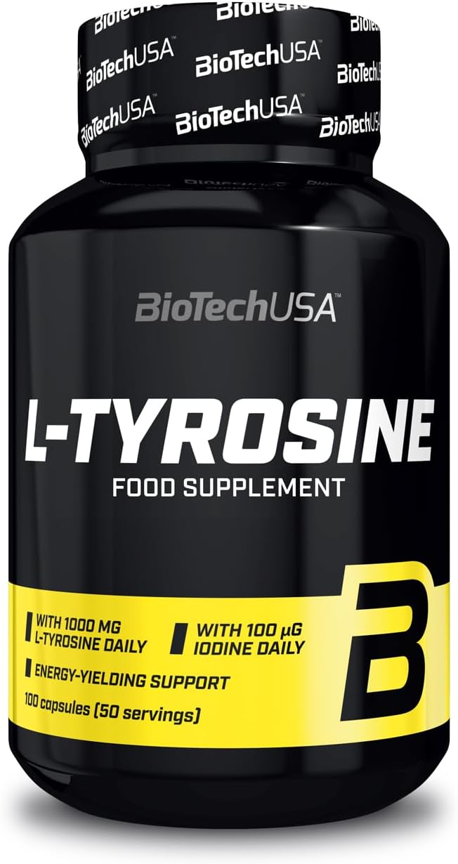 BiotechUSA L-Tyrosine with Iodine bottle, 100 capsules.