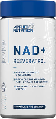 Applied Nutrition NAD+ & Resveratrol Complex bottle, 60 capsules.