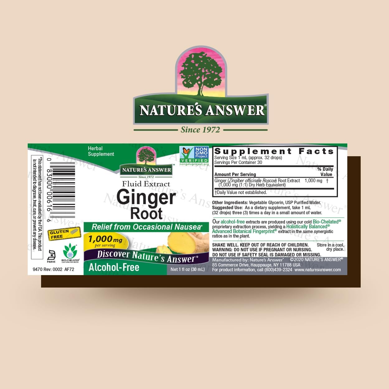 Nature’s Answer Ginger Root Extract – 1,000 mg, Alcohol-Free, 30 mL