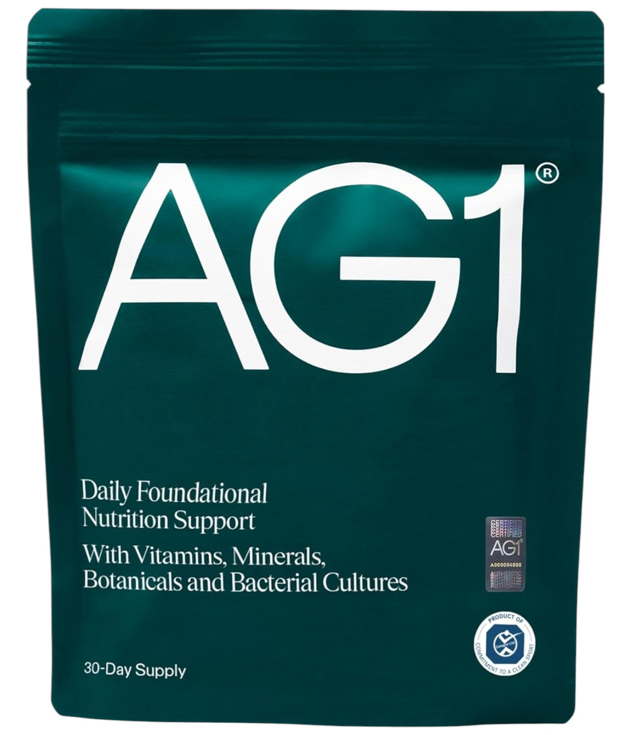 AG1 Greens Powder Supplement refill pouch 360g pineapple vanilla packaging