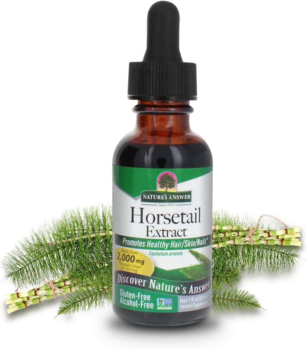 Nature's Answer Alcohol-Free Horsetail Extract 30ml liquid herbal supplement front label with horsetail