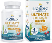 Nordic Naturals Ultimate Omega Teen strawberry 60 soft gel bottle & box .