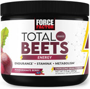 Force Factor Total Beets Energy drink powder container with beet illustration on a white background
