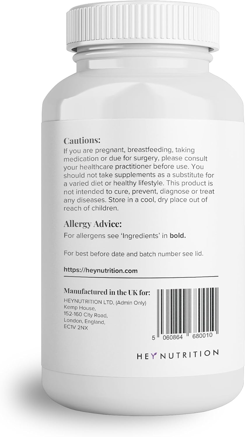 Supplement facts & barcode panel for collagen, HA, and vitamin complex.