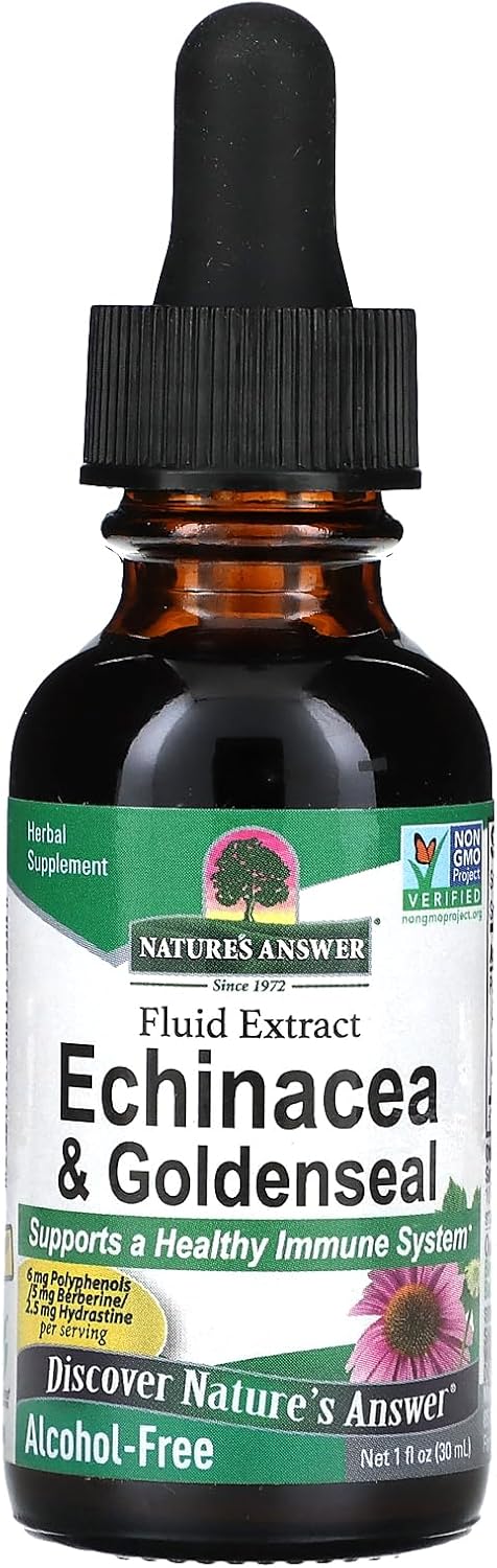 Nature’s Answer Echinacea & Goldenseal Liquid Extract Alcohol-Free 30ml bottle front view