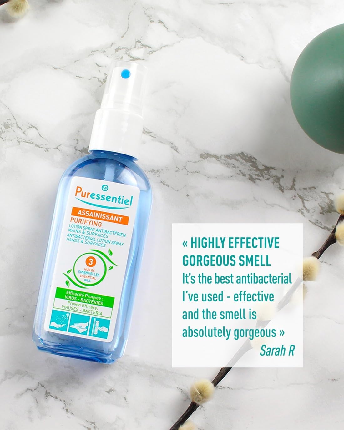 Puressentiel Natural Hand & Surface Spray with Essential Oils - 80ml