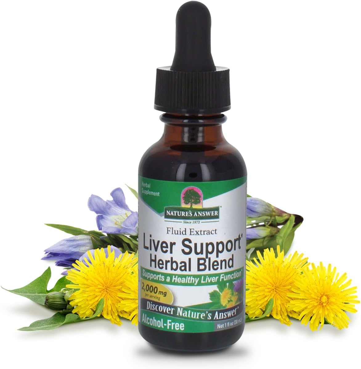 Nature’s Answer Liver Support herbal blend alcohol-free 30ml bottle front label
