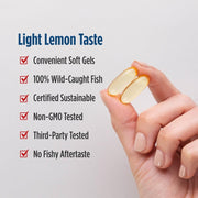 Supplement facts label for high EPA fish oil supplement lemon softgels