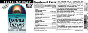 Source Naturals Essential Enzymes 500mg Vegetarian Capsules 120 label