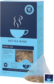Front Image: Hottea Mama milks up breastfeeding herbal tea fennel fenugreek 14 bags