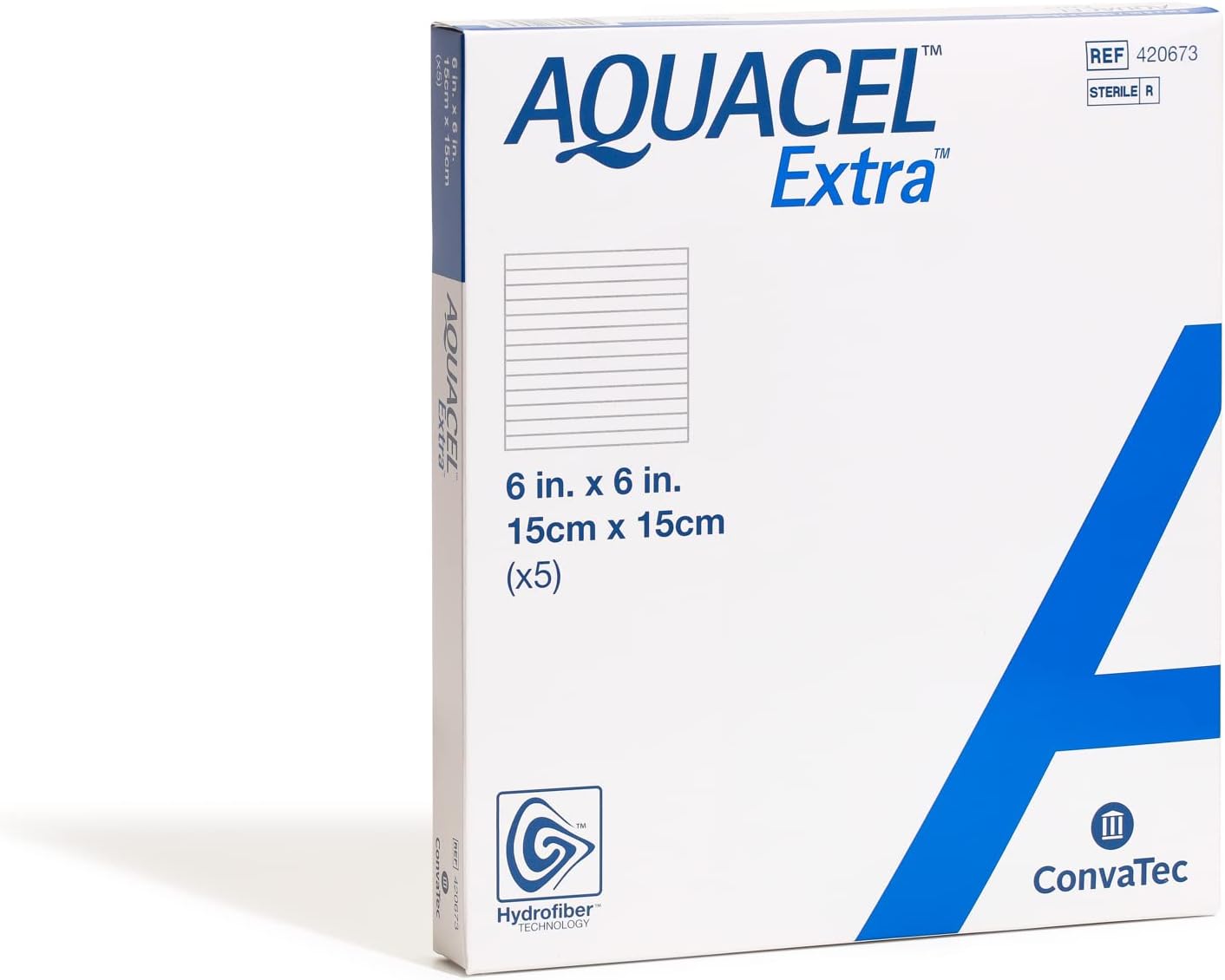 Box of Aquacel Extra Hydrofiber Wound Dressings 15cm x 15cm.