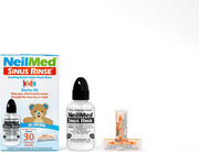 Front of NeilMed Sinus Rinse Pediatric Starter Kit box with bottle and saline sachets.