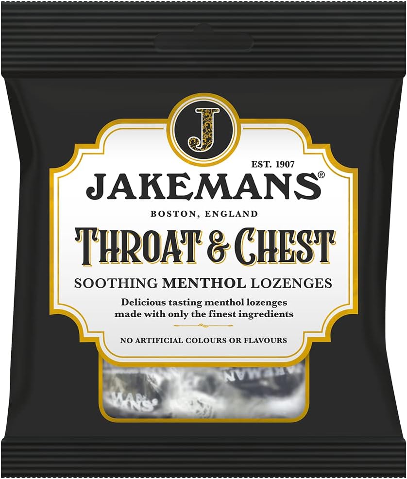 Jakemans Throat & Chest Soothing Menthol Lozenges 12-pack.