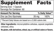 Supplement facts for Nordic Naturals Zinc Glycinate 60 capsules.
