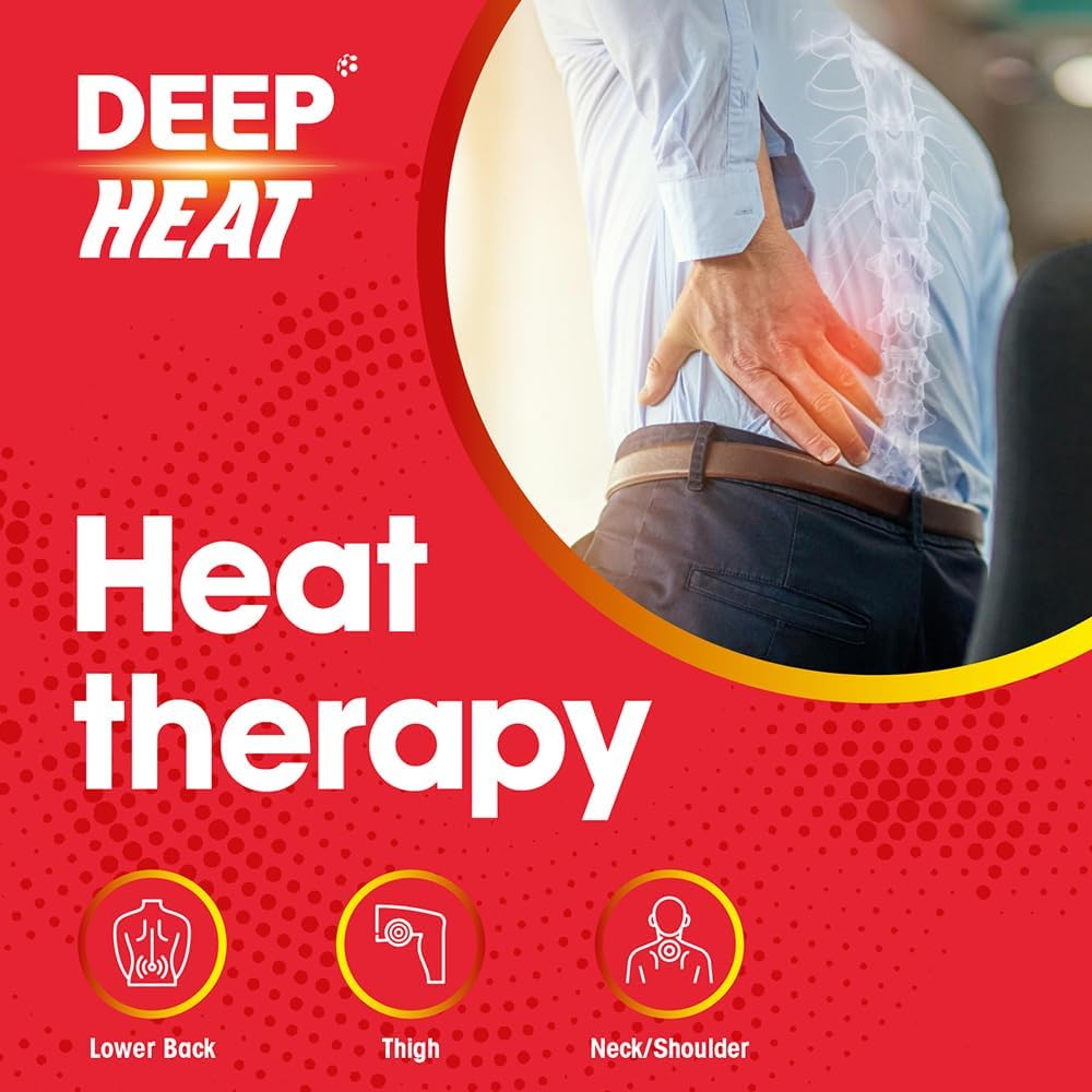 Deep Heat Extra Large Air-Activated Warming Patch for Back and Muscle Comfort, 2 count box on white background.