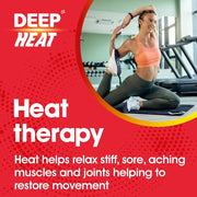 Deep Heat Pain Relief Heat Patch sachet packaging air activated heat patch 1 count applied warming patch lifestyle image
