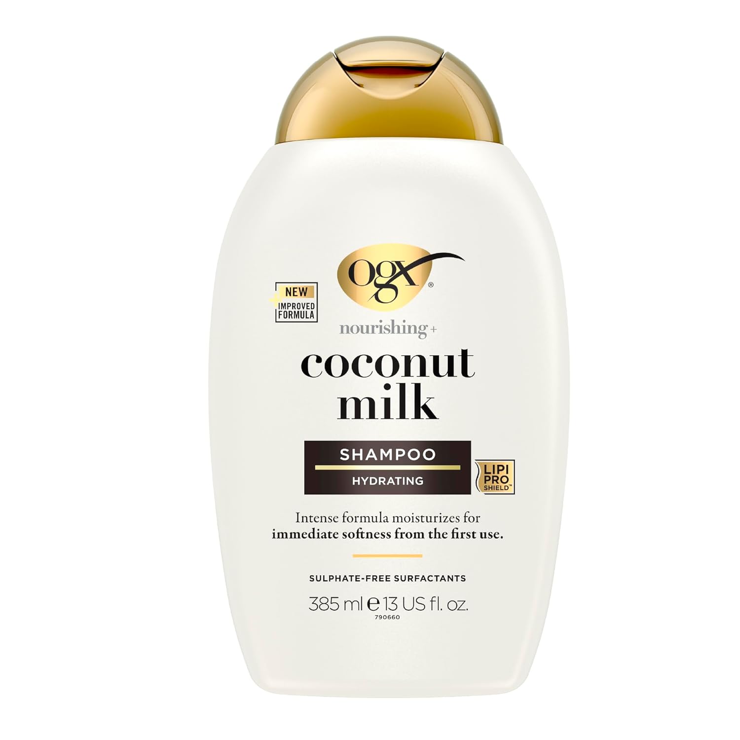 OGX Nourishing Coconut Milk Shampoo 385ml bottle on white background