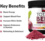 Total Beet powder with benefits listed on a white background