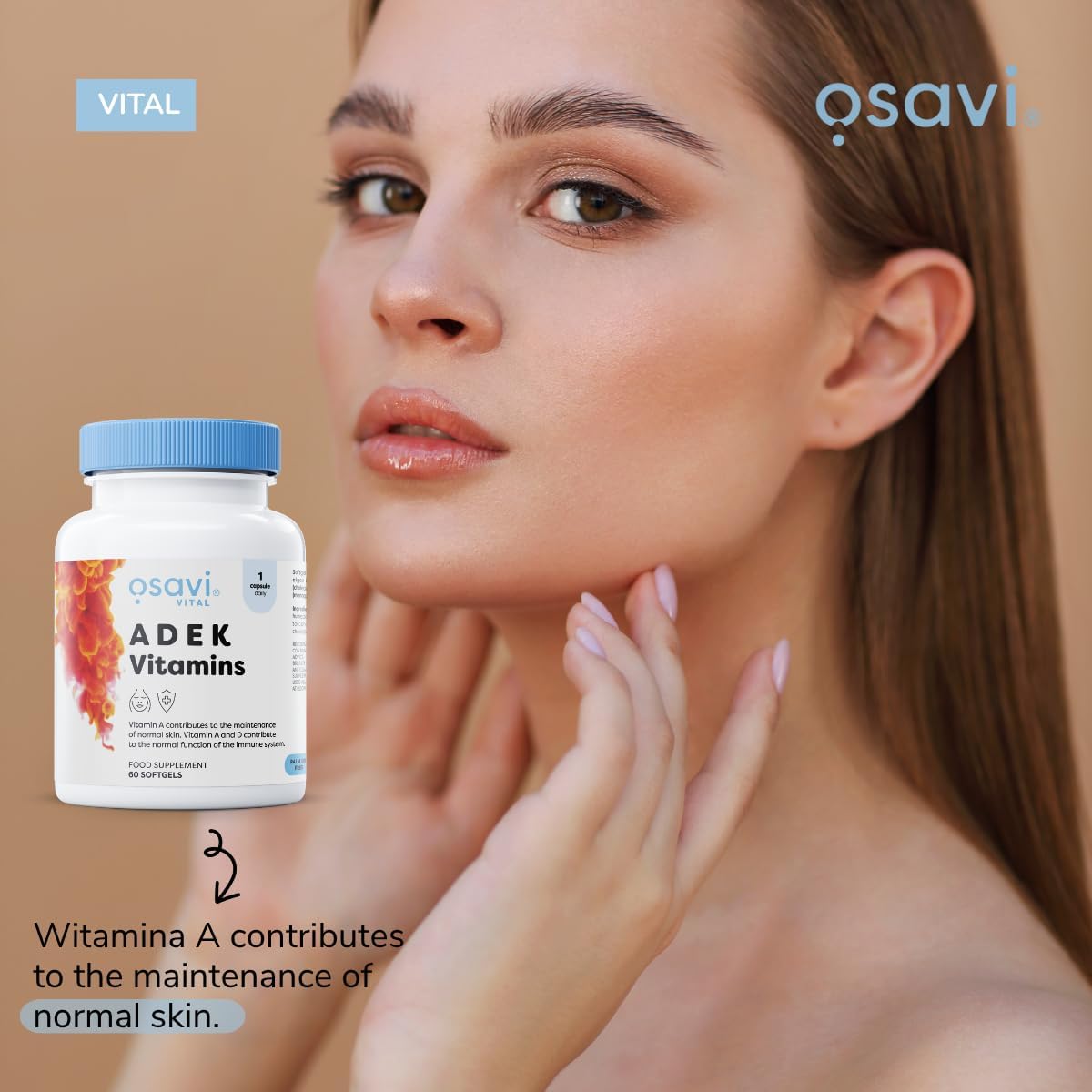 Osavi Vitamin A D E K Complex with Natural Beta-Carotene & D3 - 120 Softgels
