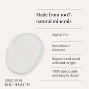 Supplement facts & ingredients image: KIKI Health ionic iron liquid drops ingredient panel bottle 50ml