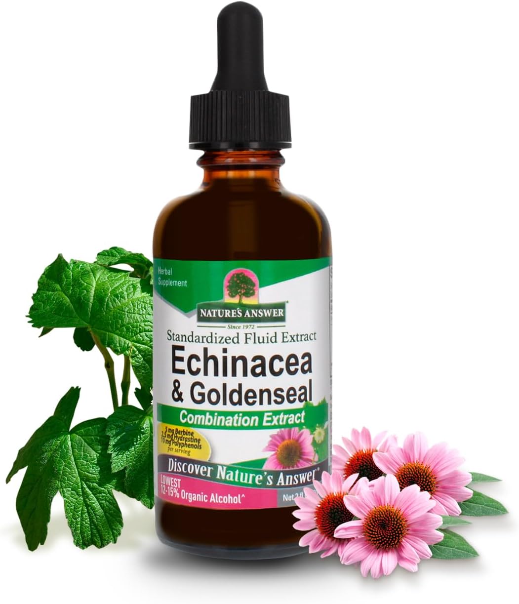 Nature’s Answer Echinacea and Goldenseal liquid extract 1000mg 60ml bottle front view on a white background